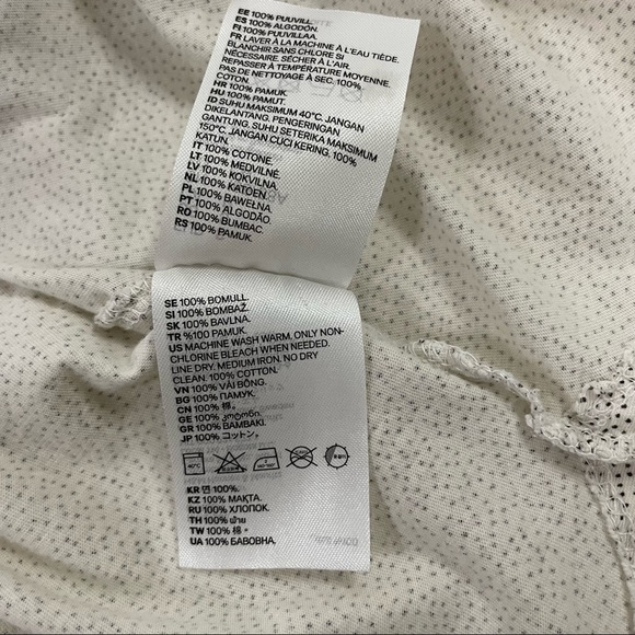 H&M Basic 100% Cotton Tee Shirt, Short Sleeve Cream with Black Dots Size Small - Picture 6 of 7